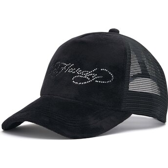 Sapkák ívelt fekete snapback Core Silver Diamante Velour Ed Hardy
