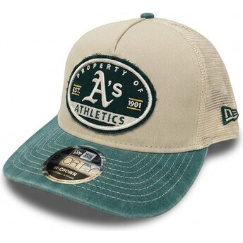 Sapkák ívelt bézs snapback 9FORTY M-Crown A Frame Fray Oakland Athletics MLB New Era