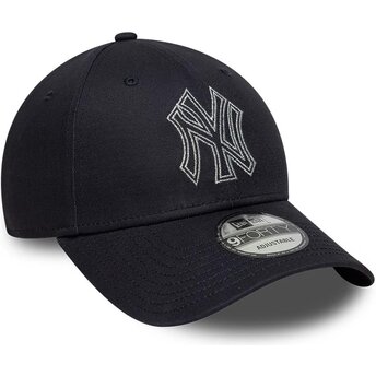 Sapkák ívelt sötétkék állítható 9FORTY Metallic Outline New York Yankees MLB New Era