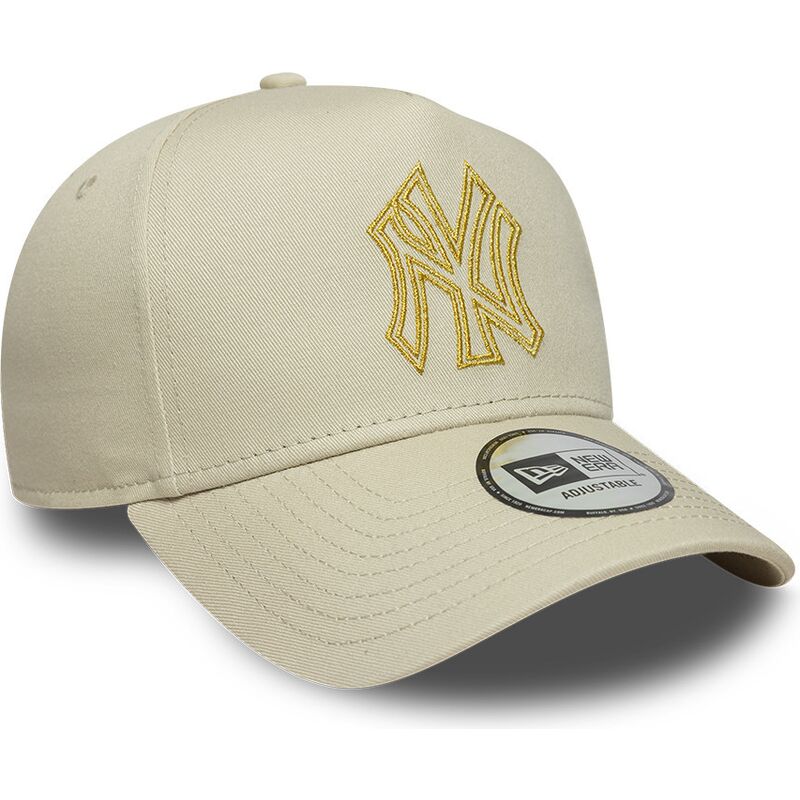 sapkak-ivelt-bezs-snapback-dorado-e-frame-metallic-outline-new-york-yankees-mlb-new-era