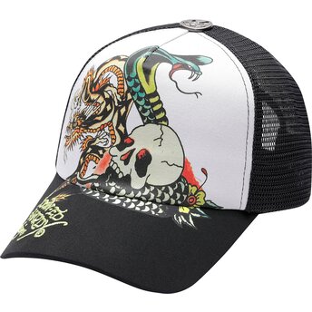 Sapkák ívelt fekete snapback Snake And Skull Ed Hardy