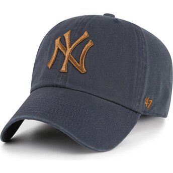 Sapkák ívelt szürke állítható Clean Up Contrast Vintage Navy New York Yankees MLB 47 Brand