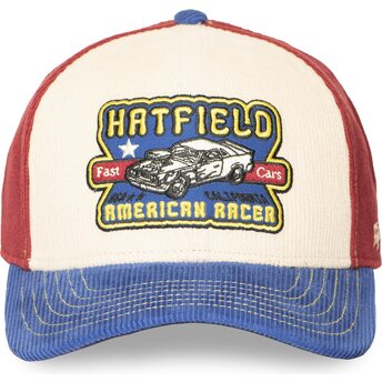Gorra curva beige, roja y azul snapback SEMI CAR de Hatfield