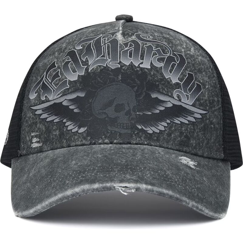 sapkak-ivelt-szurke-snapback-flaming-gothic-skull-washed-ed-hardy
