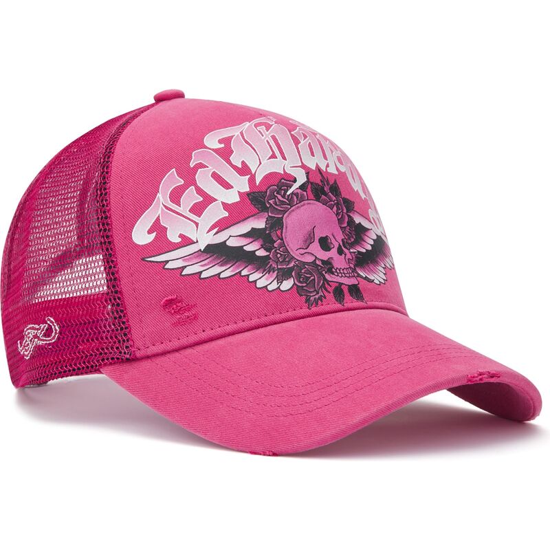 sapkak-ivelt-rozsaszin-snapback-flaming-gothic-skull-washed-ed-hardy