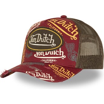 Sapkák ívelt piros snapback CAFE13 Von Dutch