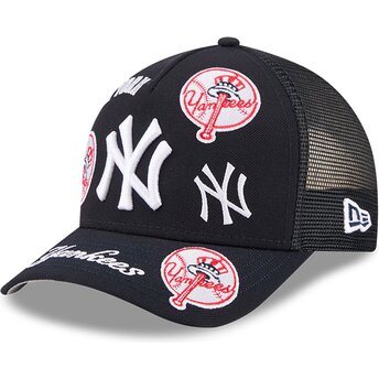 Sapkák ívelt sötétkék snapback 9FORTY M-Crown A Frame All Over New York Yankees MLB New Era