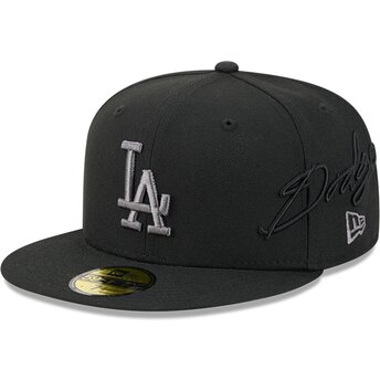 Sapkák lapos fekete illesztett 59FIFTY Side Script Los Angeles Dodgers MLB New Era