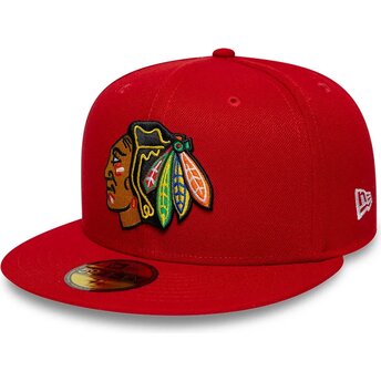 Sapkák lapos piros illesztett 59FIFTY Basic Chicago Blackhawks NHL New Era