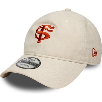 Sapkák ívelt bézs állítható 9TWENTY Faux Suede Stade Toulousain Top 14 New Era