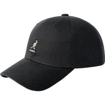Sapkák ívelt fekete állítható Washed Baseball Black Kangol