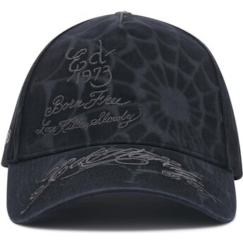Sapkák ívelt fekete snapback Spiderweb Ed Hardy