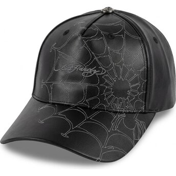 Sapkák ívelt fekete állítható Spiderweb PU Leather Ed Hardy