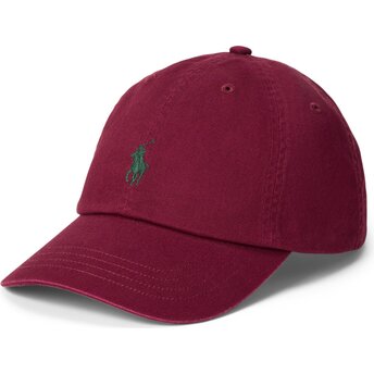 Sapkák ívelt piros állítható Cotton Chino Classic Sport Polo Ralph Lauren