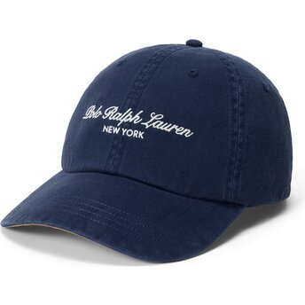 Sapkák ívelt sötétkék állítható Woven Script Polo Ralph Lauren