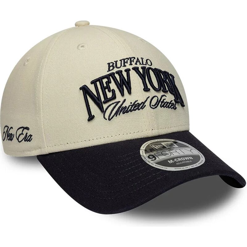 gorra-curva-beige-y-azul-marino-ajustable-9forty-m-crown-wordmark-de-buffalo-new-york-de-new-era gorra-curva-beige-y-azul-marino-ajustable-9forty-m-crown-wordmark-de-buffalo-new-york-de-new-era
