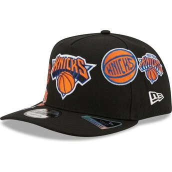 Sapkák ívelt fekete snapback 9FIFTY A Frame Precurved Multi Patches New York Knicks NBA New Era