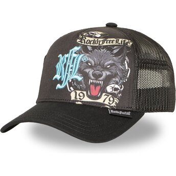 Gorra trucker negra N°266 Chained Wolf de Rock’nFreeLife