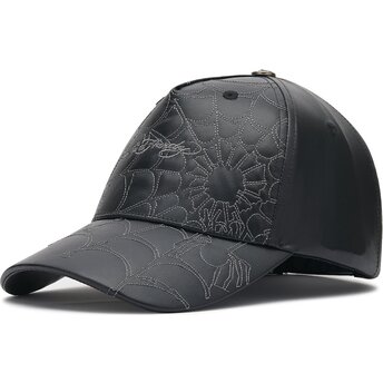 Sapkák ívelt fekete állítható Spiderweb PU Leather Ed Hardy