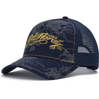 Sapkák ívelt sötétkék snapback Outline Dragons Ed Hardy