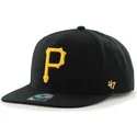 schwarze-flache-snapback-kappe-mit-seitlichem-mlb-pittsburgh-pirates-logo-von-47-brand