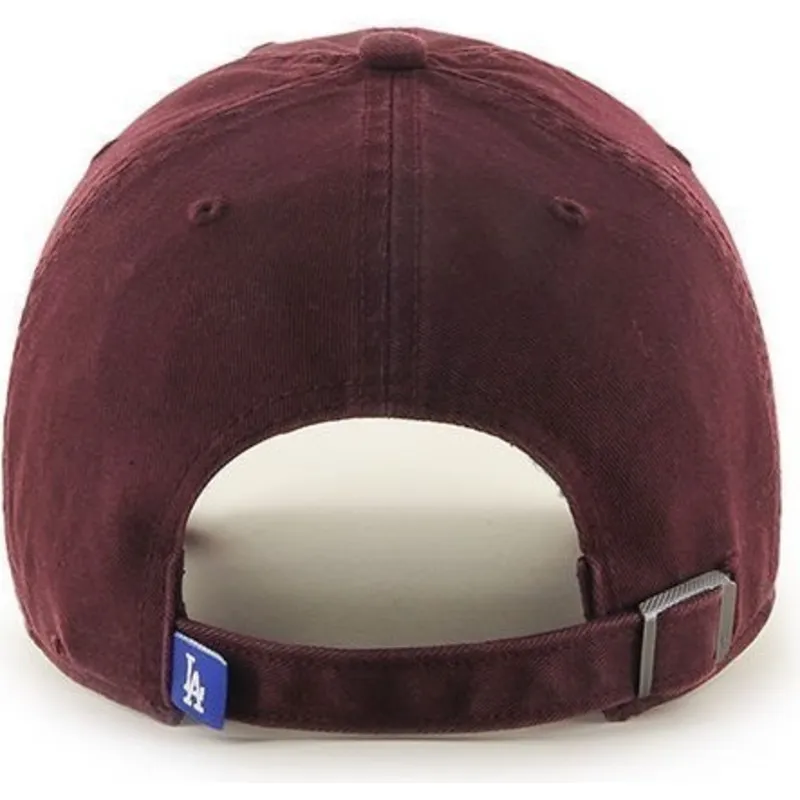 gebogene-weinrote-kappe-der-los-angeles-dodgers-mlb-clean-up-von-47-brand