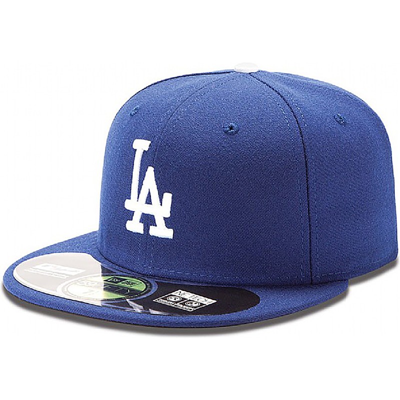 new-era-flat-brim-59fifty-authentic-on-field-los-angeles-dodgers-mlb-fitted-cap-blau