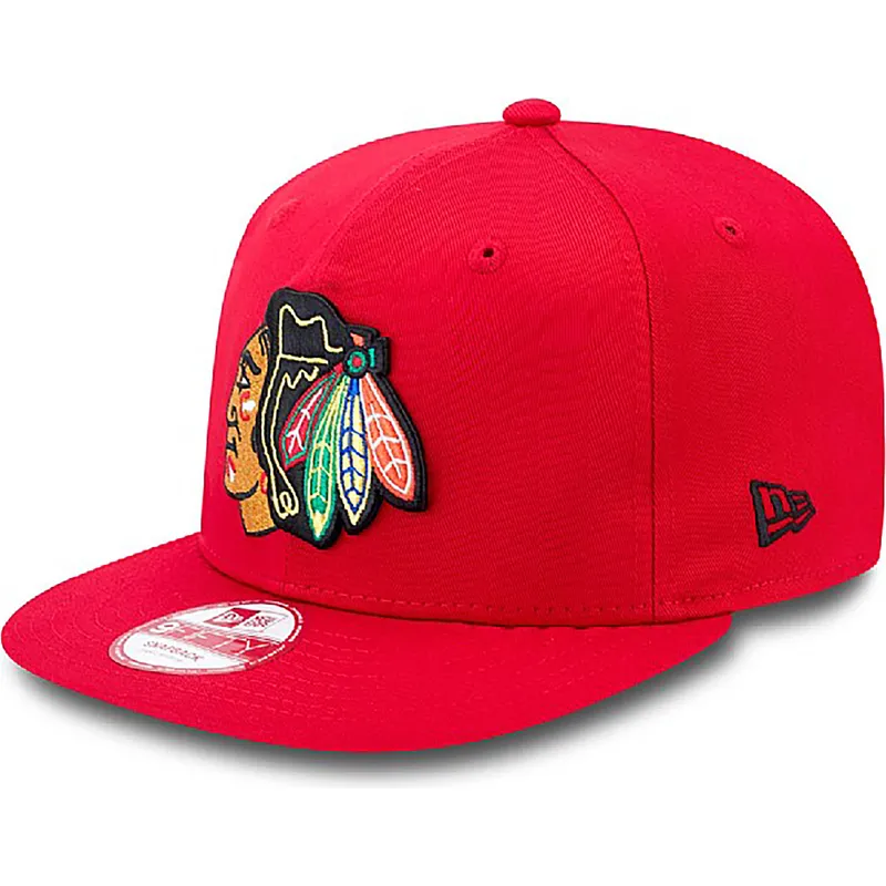 new-era-flat-brim-9fifty-cotton-block-chicago-blackhawks-nhl-snapback-cap-rot