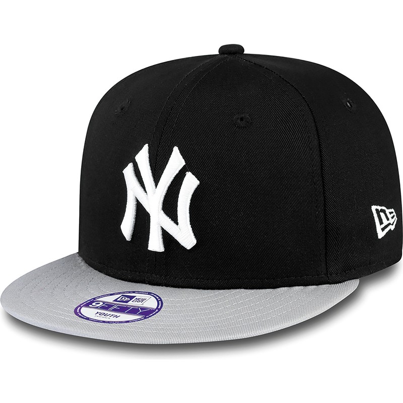 new-era-kinder-flat-brim-9fifty-cotton-block-new-york-yankees-mlb-snapback-cap-schwarz-